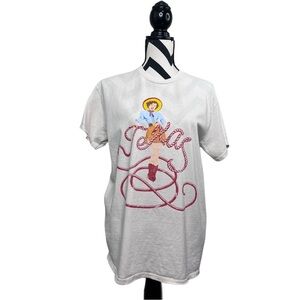 Thrifted Livy Lu Texas Cowgirl Western Boho 100% Cotton Sz S Graphic Tee